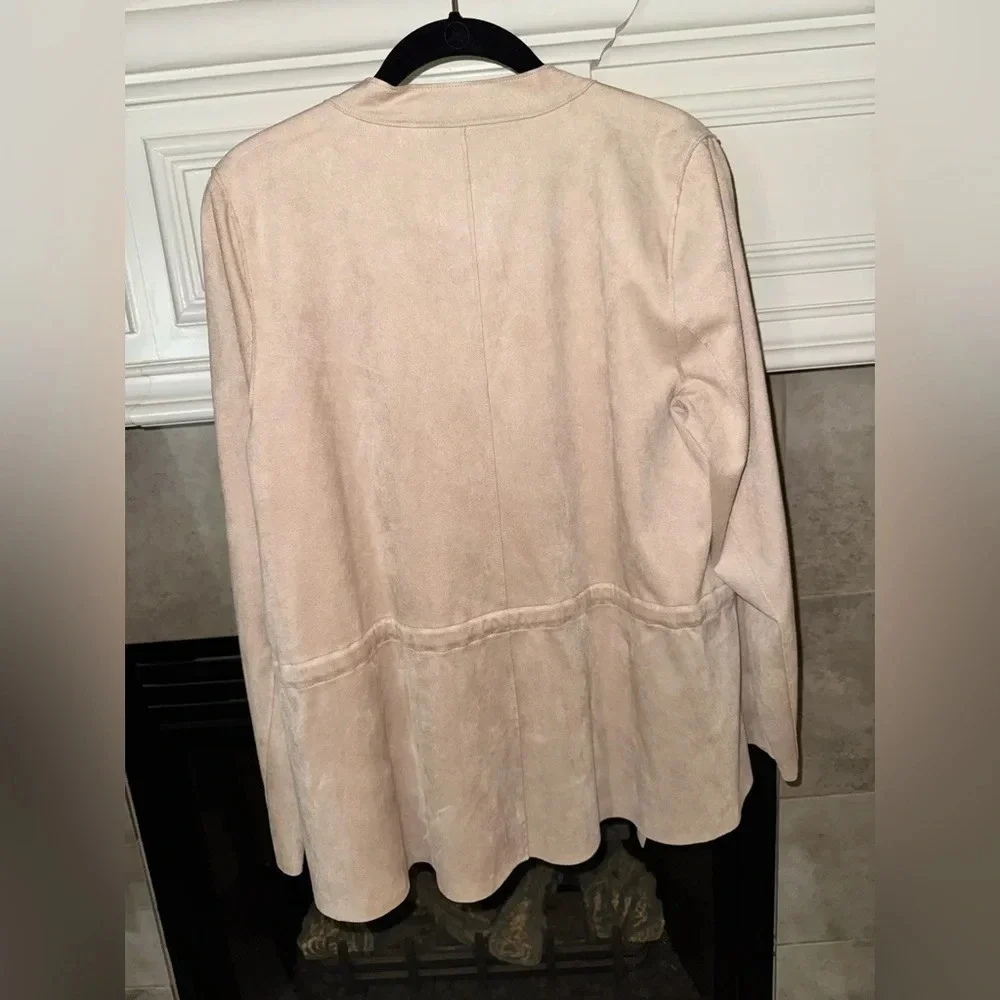 Soft Surroundings Women’s Jacket Blush Pink Faux Suede Boho Southwestern Medium - Picture 2 of 8
